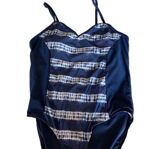 Blue Tie Dye Slimming Swimsuit - Size 14 - Picture 1 of 5